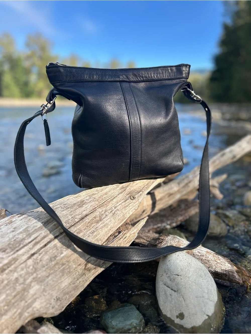 Vintage Coach Black Tanned Hobo Crossbody Bag #9059 Made in United States